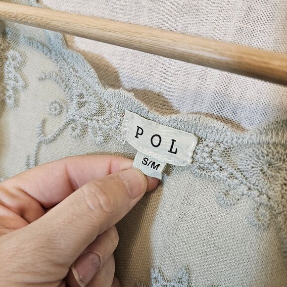 Pol Light Sage Green Lace Kimono Topper Swim Cover-up Boho Cottage Small Medium - Picture 5 of 8